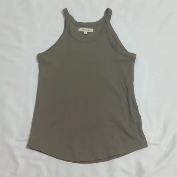 Madewell Brightside Cutaway Tank, Color Olive Size S - Picture 2 of 14